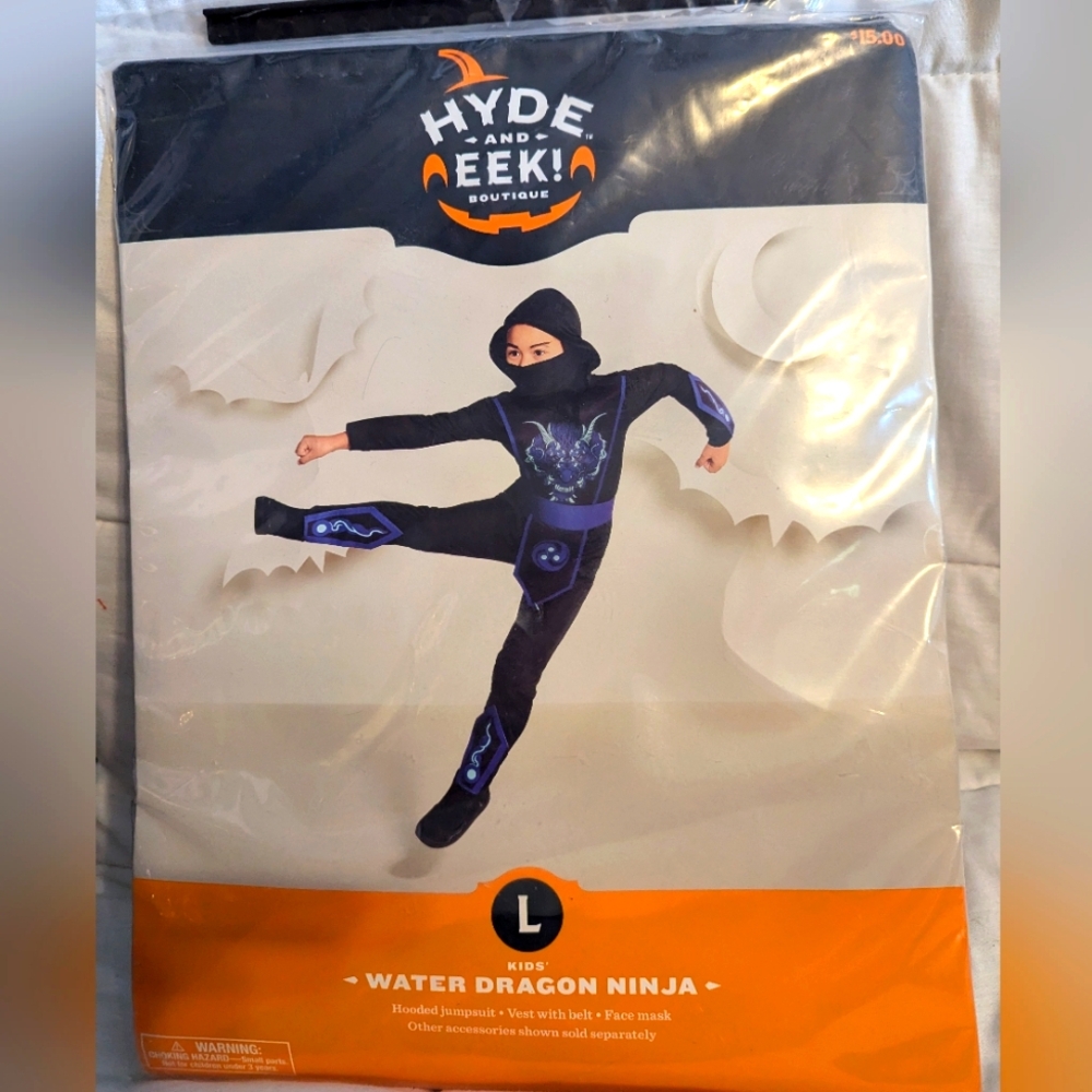 Child's 3 Piece Water Dragon Ninja Halloween Costume Size Large BNWT